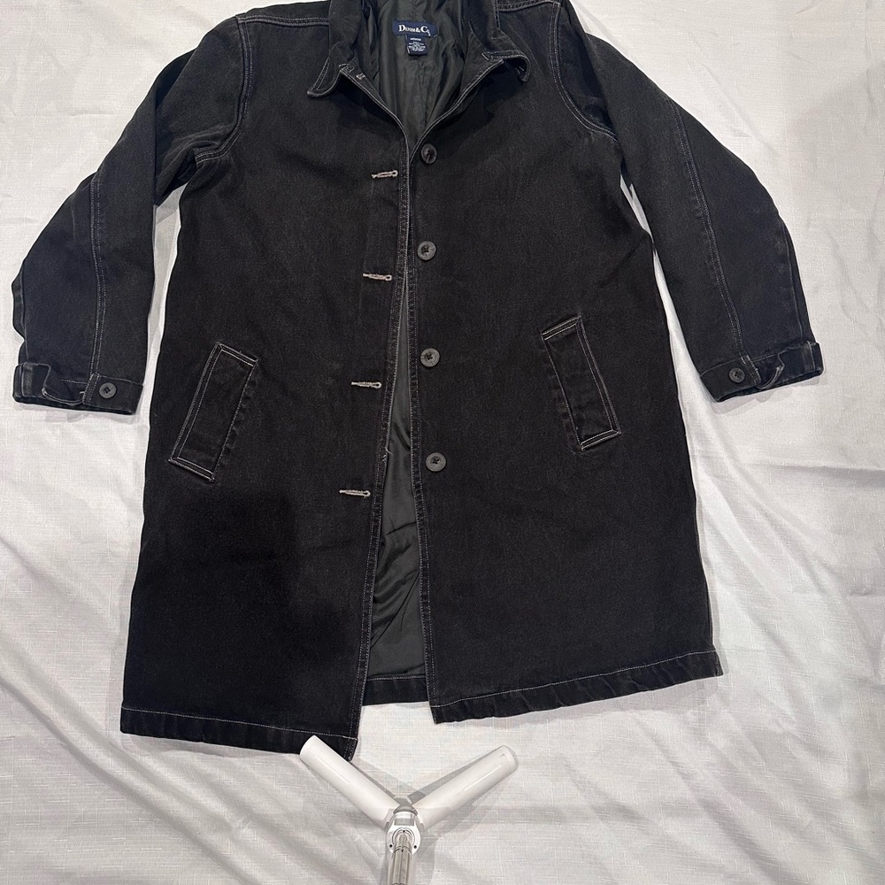 Denim&Co Black Vintage Jean Jacket with Notched Lapel
